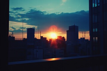 City sunset viewed from high rise