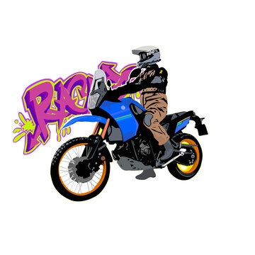 Motorcycle sport design with graffity racing and use it t-shirt design