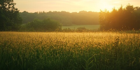 Golden field at dawn