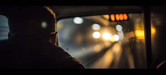 Person in a vehicle at night