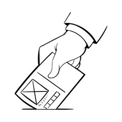 Engaged voter's hand delivers a marked ballot, upholding the principles of democracy and freedom