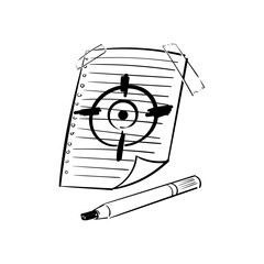Target Practice Doodle of Aim on a Sheet with Pen Ready for Precision Learning and Skill