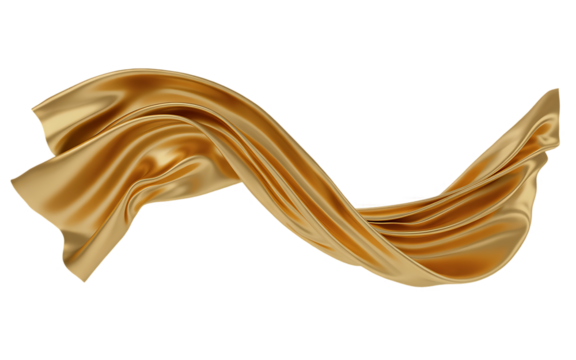 Luxury gold fabric isolated on transparency background 3D render