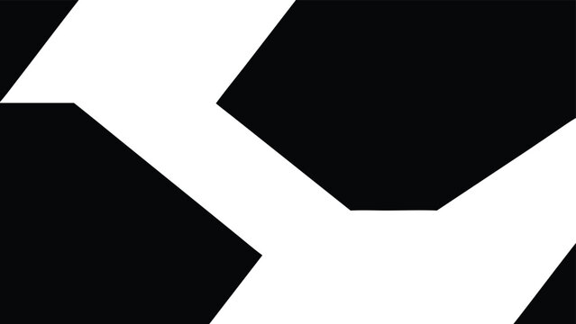 Abstract geometric design featuring bold white shapes on a solid black background