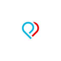 abstract heart logo, simple pulse design