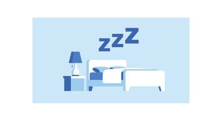 Simple bedroom scene with a sleeping indication and bedside lamp silhouette