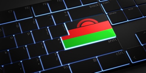 Computer keyboard with flag of Malawi - 3D illustration