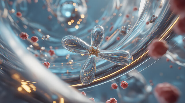 Futuristic Metallic Antibody Visualization - Scientific Medical 3D Rendering - Powered by Adobe