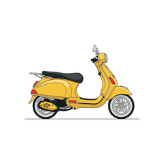 Obraz premium Bright yellow classic motor scooter design with elegant lines and retro aesthetic, vector graphic