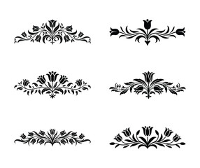Elegant black floral ornate decorative borders and flourishes