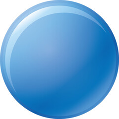 Glossy Blue Sphere with Subtle Light Reflections Isolated on Transparent Background