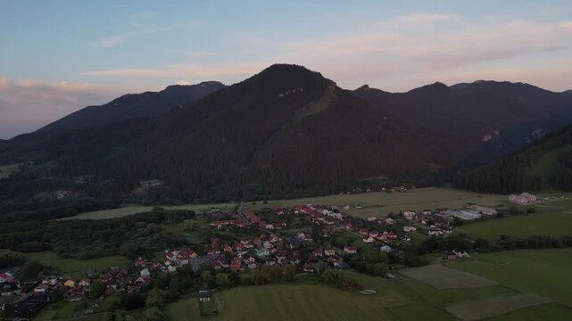 panoramic view of the mountains, tatras near tle small village, 4k