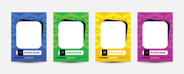 Trading card template design for sports, picture frame for player performance, photo frame or border collection for hockey, basketball and football player, sports flyer design, template eps 10.