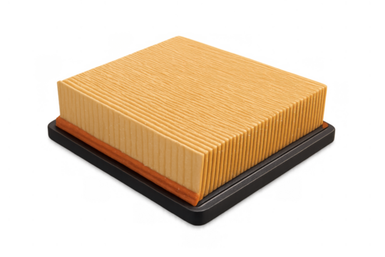 New vehicle air filter providing clean airflow for engine performance and regularly scheduled automotive maintenance