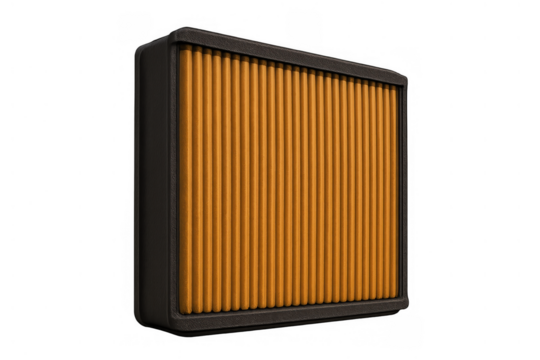 Car engine air filter ensuring clean air for automotive maintenance, an essential spare part on transparent background - Powered by Adobe
