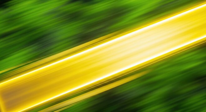 Diagonal Yellow Light Beam Across Green Abstract Background, Energy Concept.