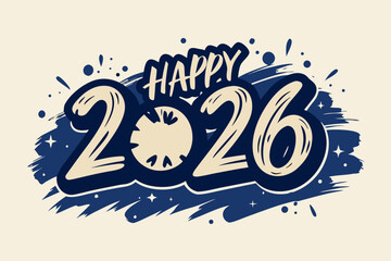 2026 happy new year vector typography design
