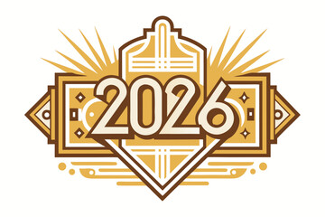 2026 happy new year vector typography design