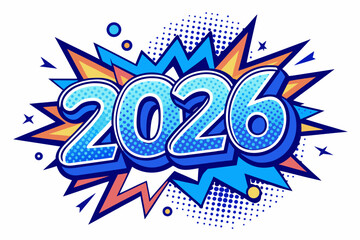 2026 happy new year vector typography design