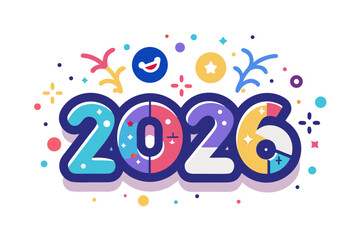 2026 happy new year vector typography design