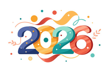 2026 happy new year vector typography design