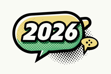 2026 happy new year vector typography design