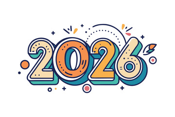 2026 happy new year vector typography design