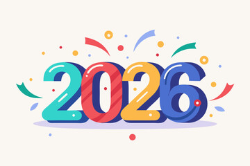 2026 happy new year vector typography design