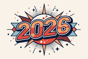 2026 happy new year vector typography design