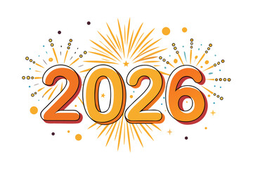 2026 happy new year vector typography design