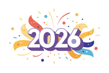 2026 happy new year vector typography design