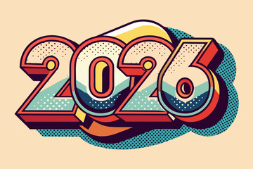 2026 happy new year vector typography design