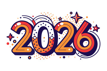 2026 happy new year vector typography design