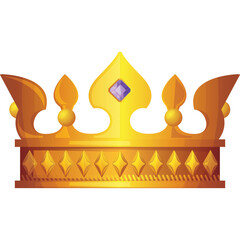Golden Crown With Purple Gemstone And Intricate Details Featuring A Royal Symbol Of Power Wealth And Authority Isolated On Transparent Background