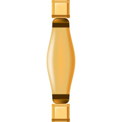Golden Decorative Element With A Smooth Faceted Shape And Square Caps On A Transparent Background