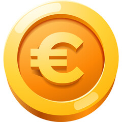 Golden Euro Coin With A euro Symbol On A Transparent Background Representing Finance And Economy