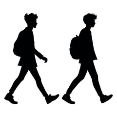 Man walking for school silhouette 