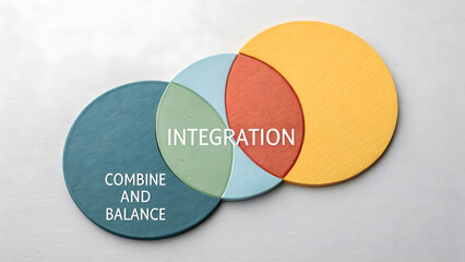 Overlapping circular charts illustrating integration and balance