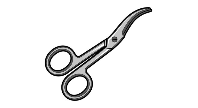 Professional medical scissors featuring a curved blade design, an essential healthcare instrument for precise cutting in surgical procedures and first aid applications within clinics and hospitals