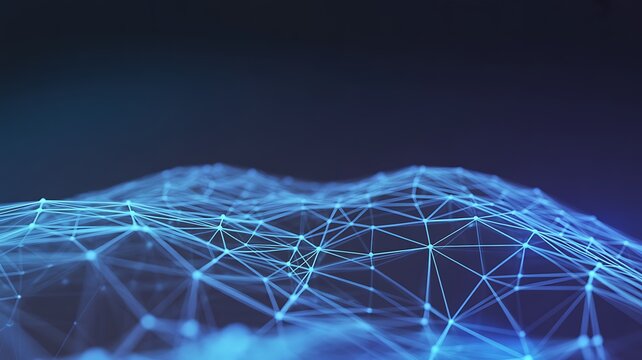 Abstract Network Mesh with Glowing Blue Lines