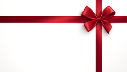 白い背景に十字にかけられた赤いリボン