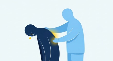A person comforting another person who is experiencing distress and pain.