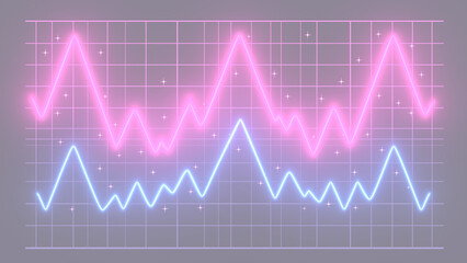 Naklejka premium 2つのデータを比較するネオンの折れ線グラフ
