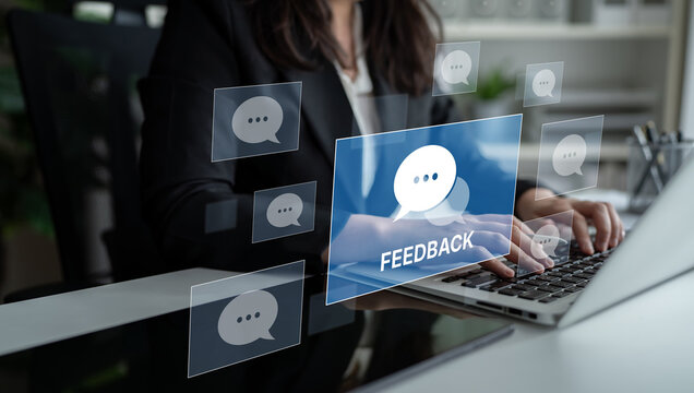 Customer or business team feedback system highlighting comments, opinions, evaluations, reviews, and suggestions from users to improve services, communication, and product quality idea insight Latch