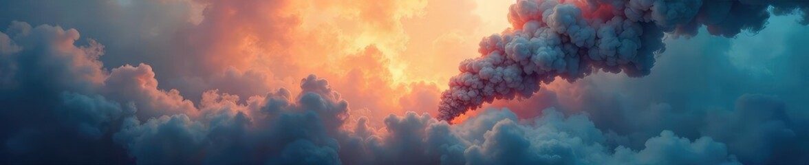 A dramatic close-up of swirling smoke and industrial emissions, symbolizing the impact of greenhouse gases on the atmosphere and climate change , ecology, climate change