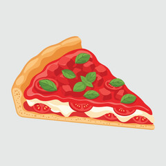 A delicious slice of classic Italian Margherita pizza illustration.
