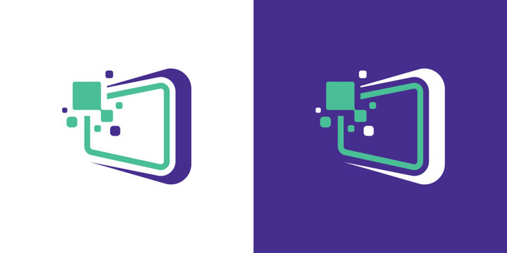 Digital Monitor Logo . A dual-meaning design combining a monitor and digital elements, symbolizing technology, innovation, and modern connectivity