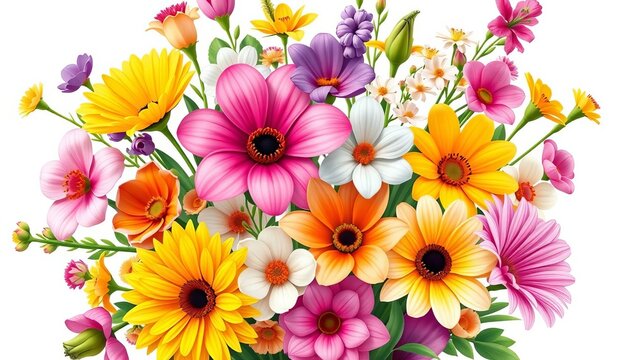 Vibrant vector illustration of assorted birth month flowers arranged in a bouquet,  colorful,  spring - Powered by Adobe