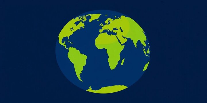Simple stylized graphic of Earth showing continents and oceans, perfect as a clean icon or symbol for global concepts,  business,  ux - Powered by Adobe