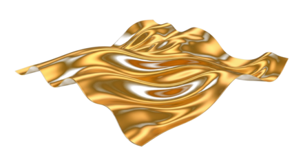 Luxury gold fabric isolated on transparency background D render  clean PNG